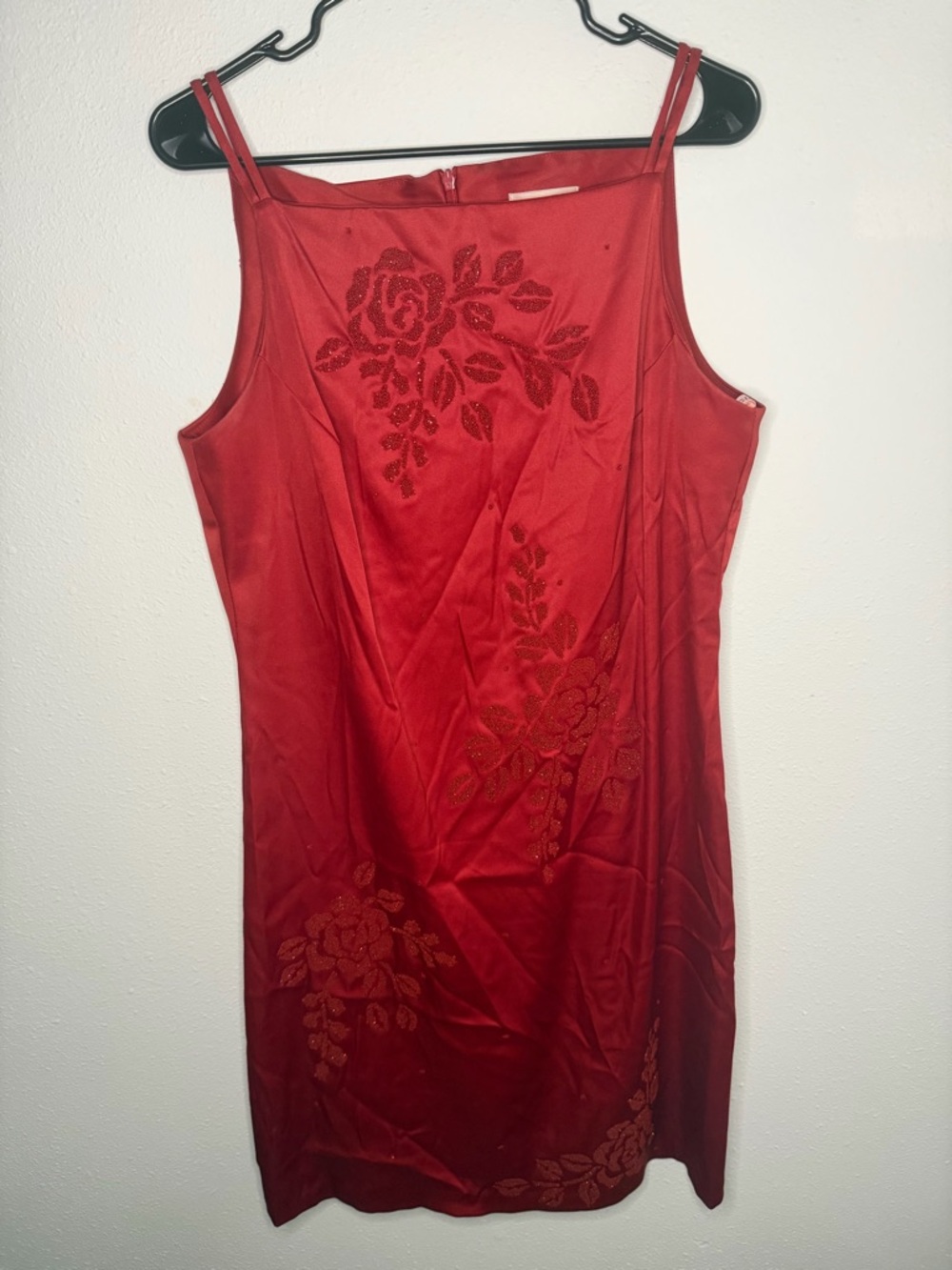 CDC Vintage Red Floral Beaded Embroidered Mini Dress